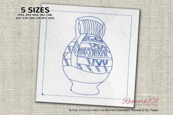 African Pottery Lineart: A Timeless Embroidery Design for Meaningful Gifts