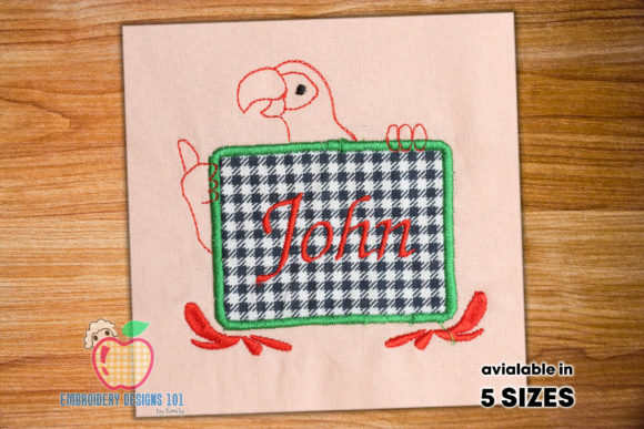 Applique Frame of Parrot: A Versatile Embroidery Design for Small Shops