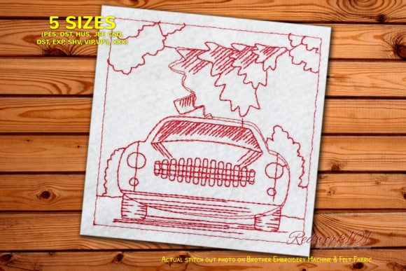 Car with Christmas Tree Lineart Design Review for Embroidery Sellers