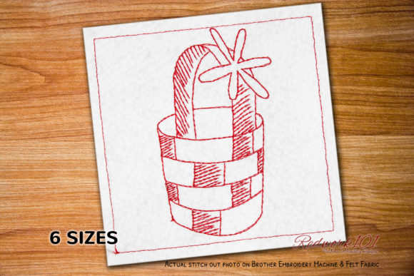 Empty Basket with Flower Redwork Review for Seasonal Embroidery
