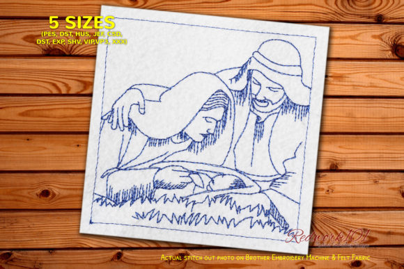 Nativity Scene with Holy Family Redwork: A Heartfelt Embroidery Design