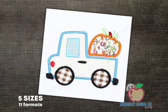 Pumpkin Truck Applique: A Festive Embroidery Design for Craft Fair Success
