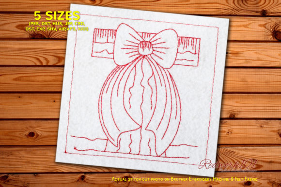Red Christmas Bow Redwork Review for Apparel Projects