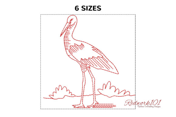 Stork Bird Bluework for Seasonal Embroidery Projects
